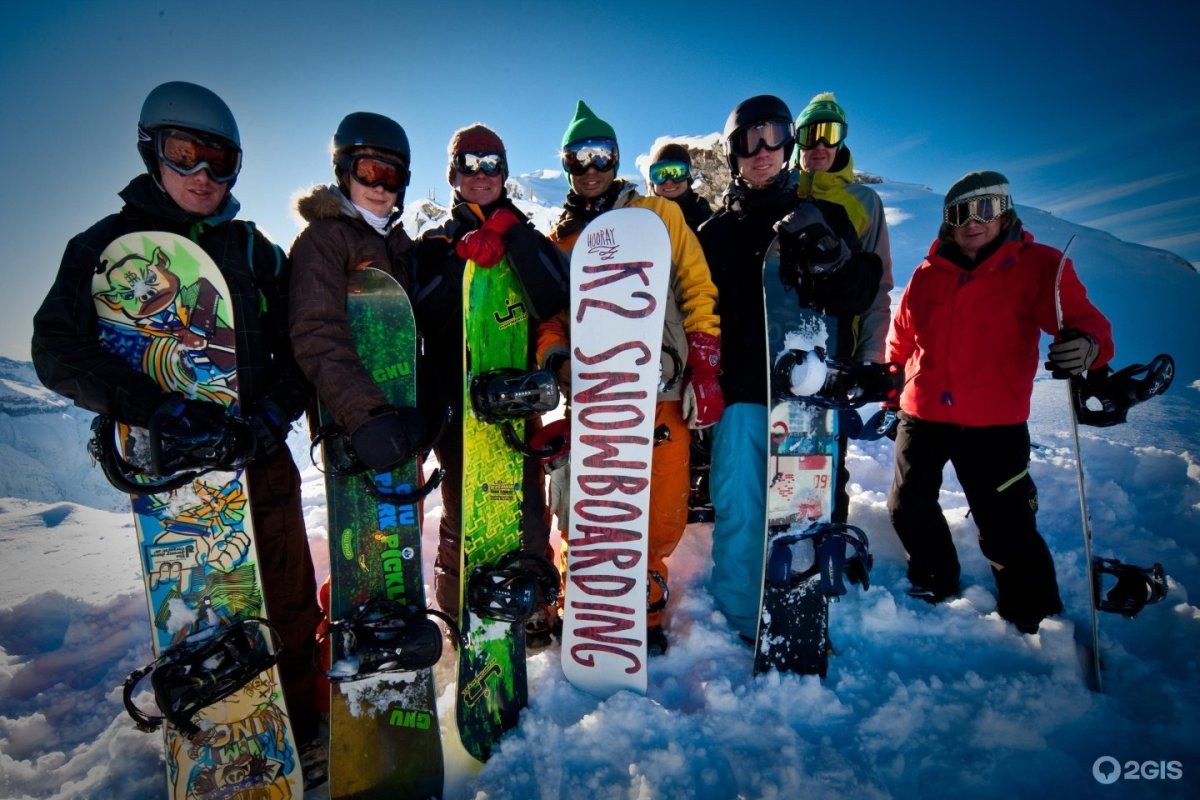 Группа сноубордистов