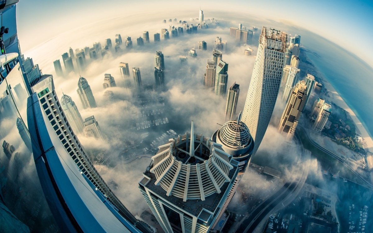 Небоскрёбы Дубая с высоты птичьего полёта