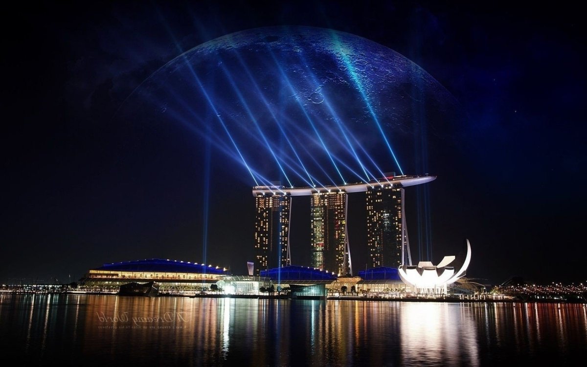 Марина Бэй Сэндс Сингапур ночью