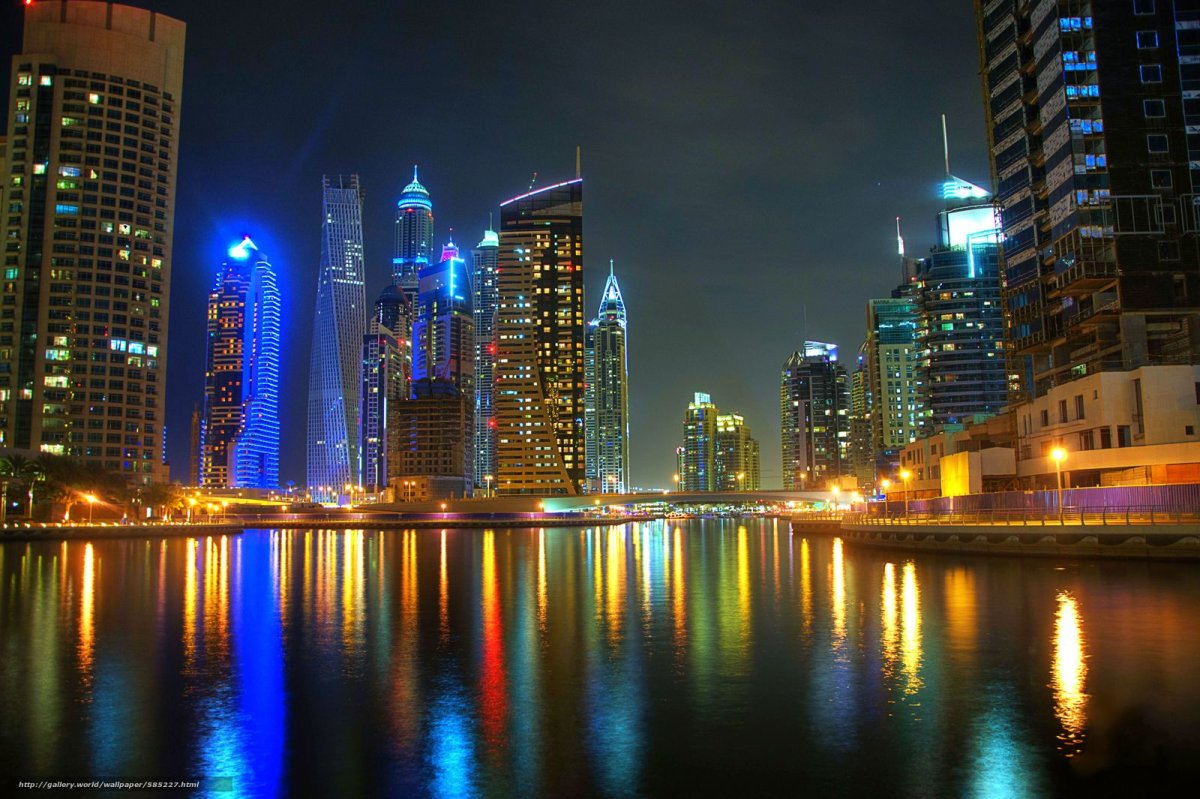 Ночной Дубай небоскребы