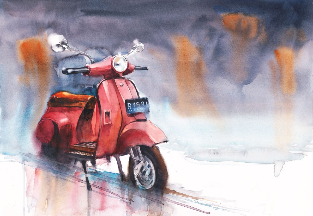 Картина мотороллер