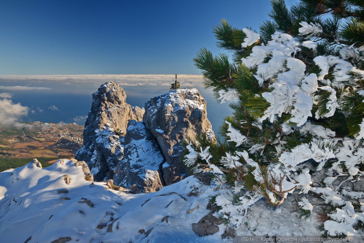 Горы ай Петри в снегу