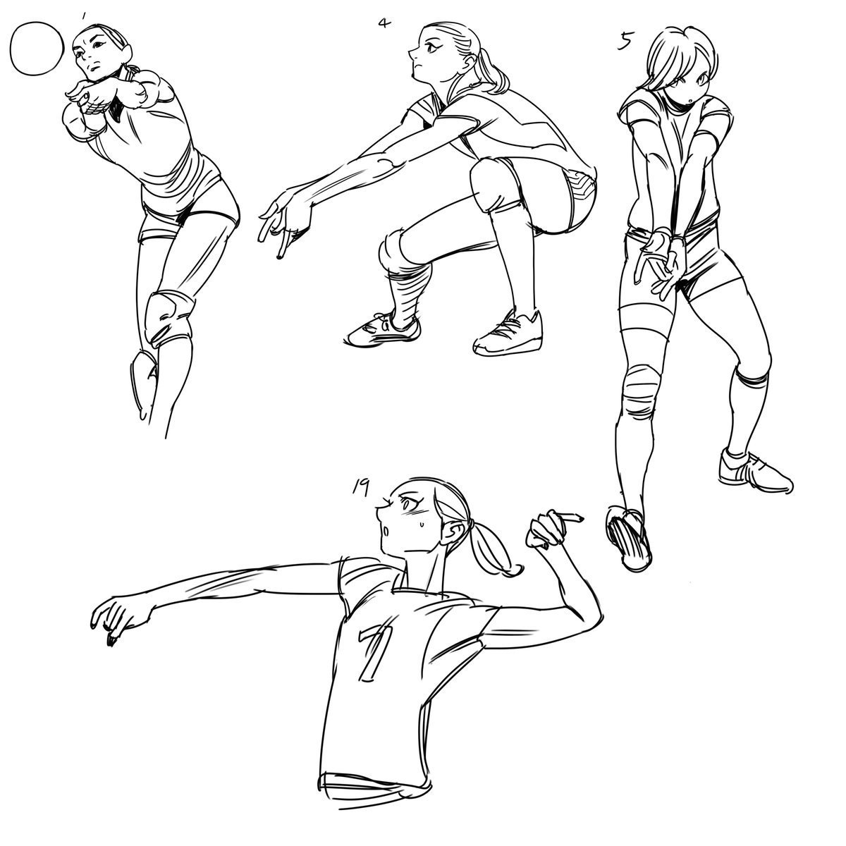 Позы для рисования волейбол