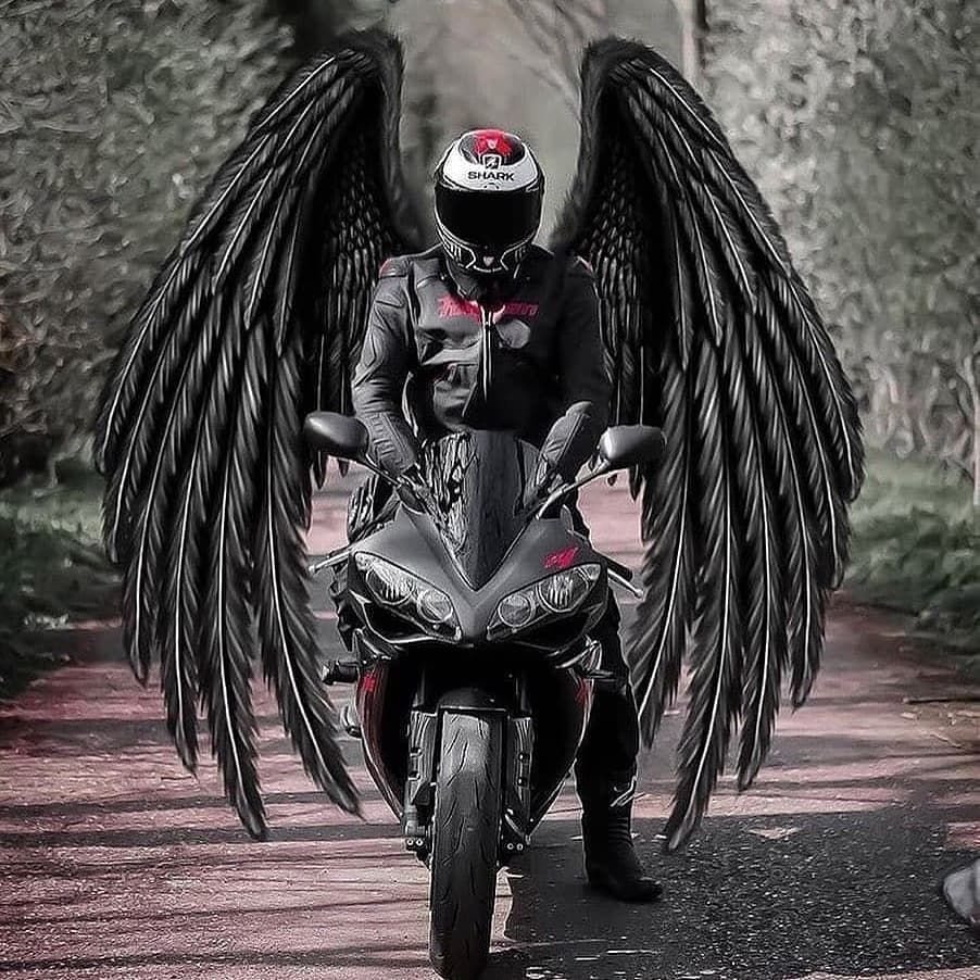 Мотоциклист с крыльями
