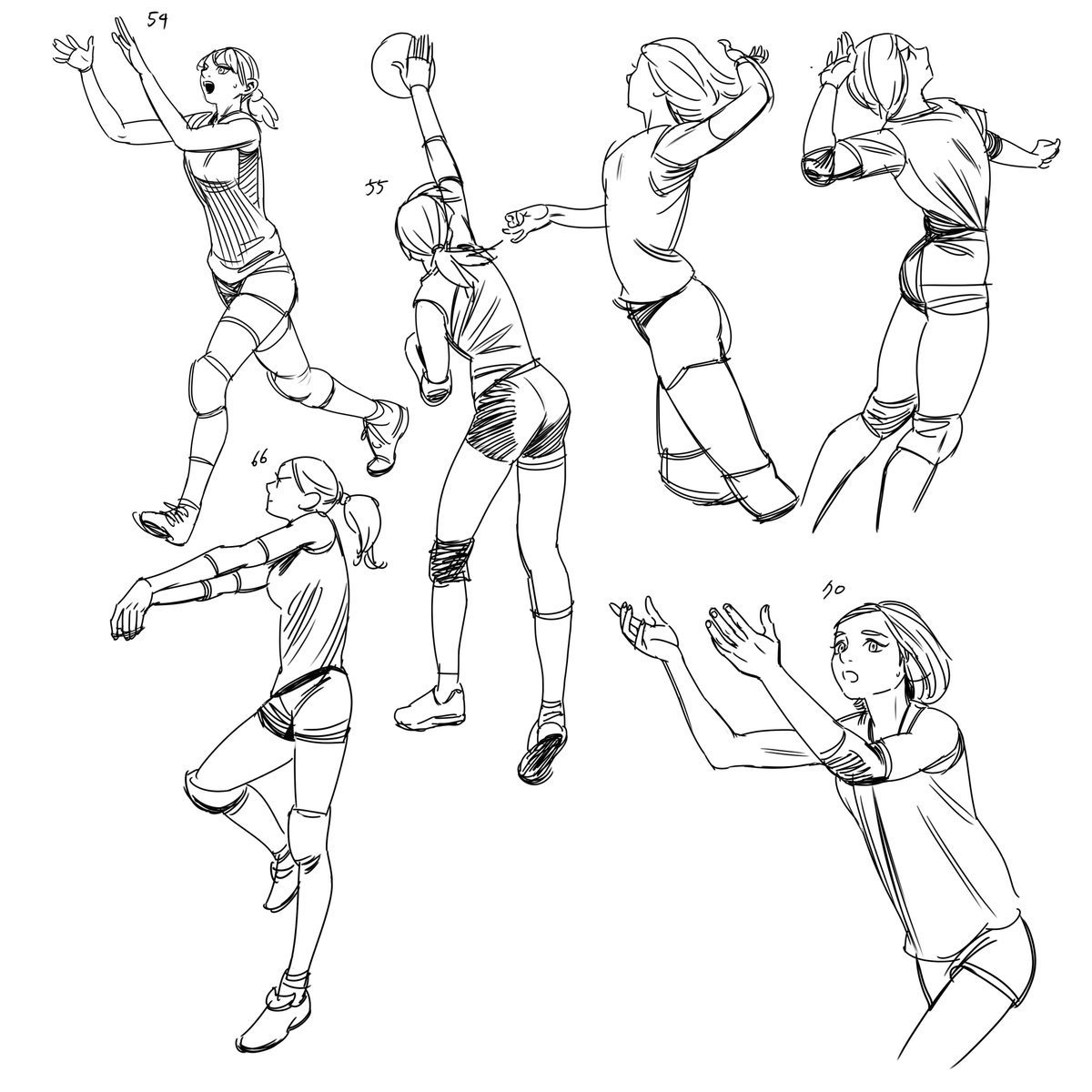 Позы для рисования волейбол
