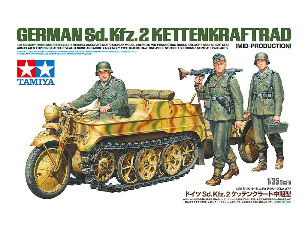 Tamiya 35377 SDKFZ 2 Kettenkraftrad немецкий гусеничный мотоцикл 1/35