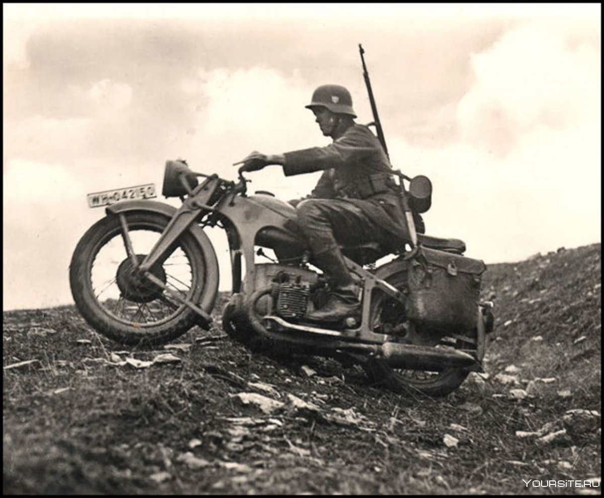 Немецкий мотоцикл цундап времен 2 мировой войны