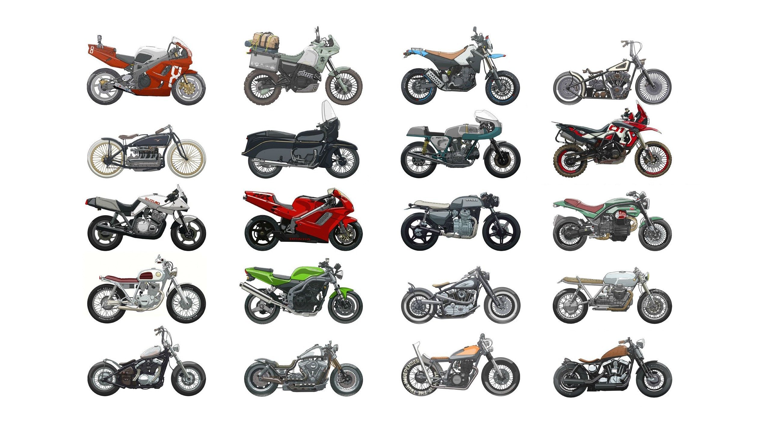 Байки названия. Типы мотоциклов. Мотоциклы всех видов. Типы мототехники.