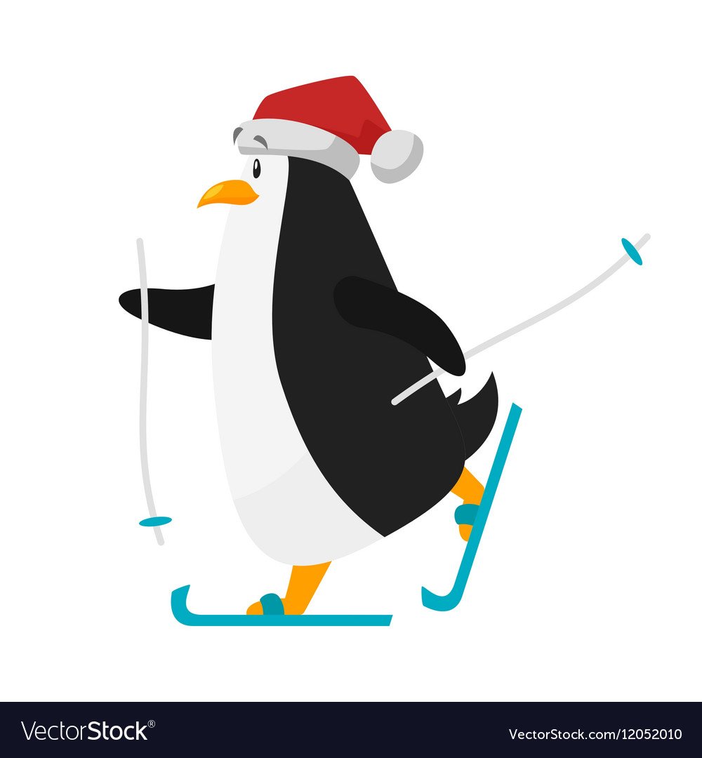 Пингвин в горнолыжном костюме арт