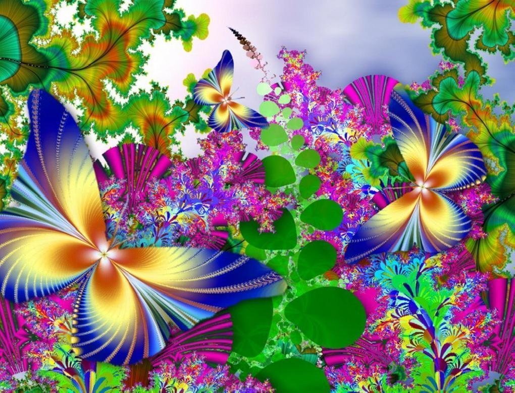 Фракталы бабочки и цветы