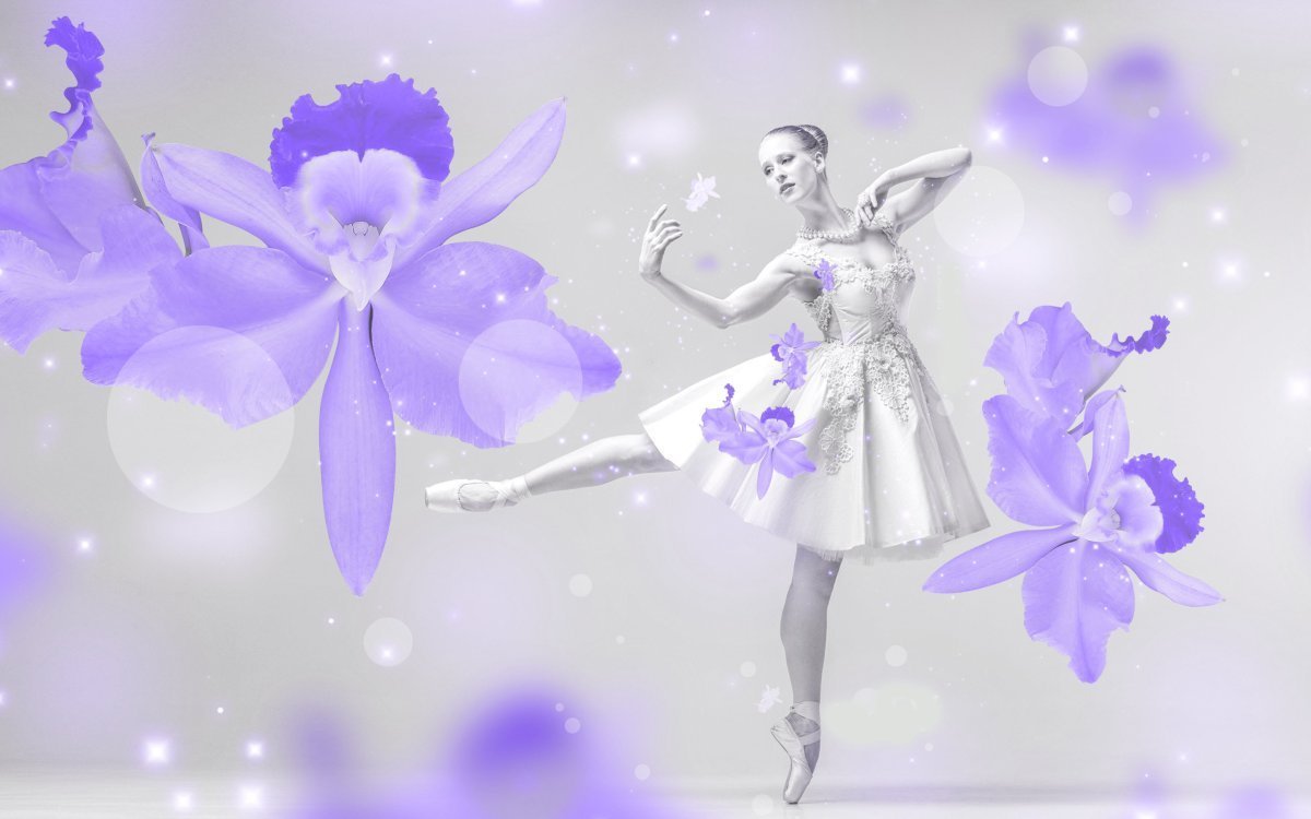Балерина на фоне цветов