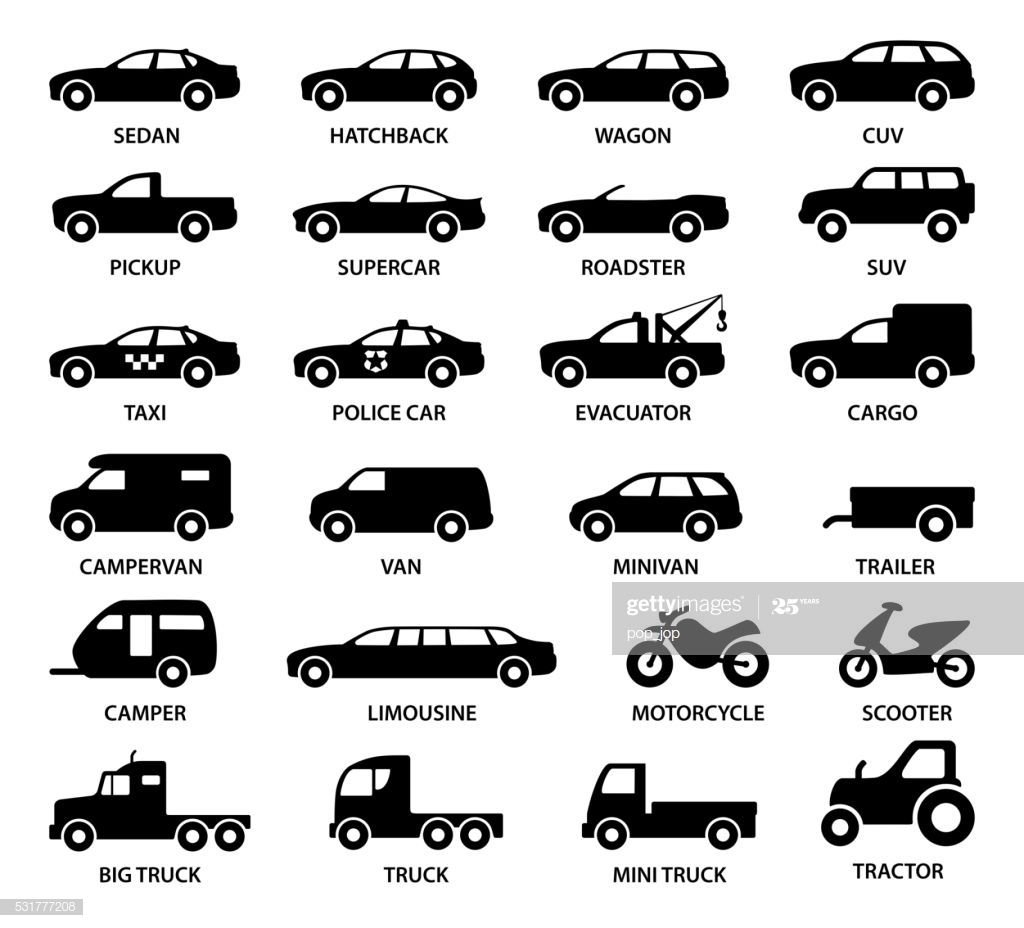 Иконки автомобилей по кузовам