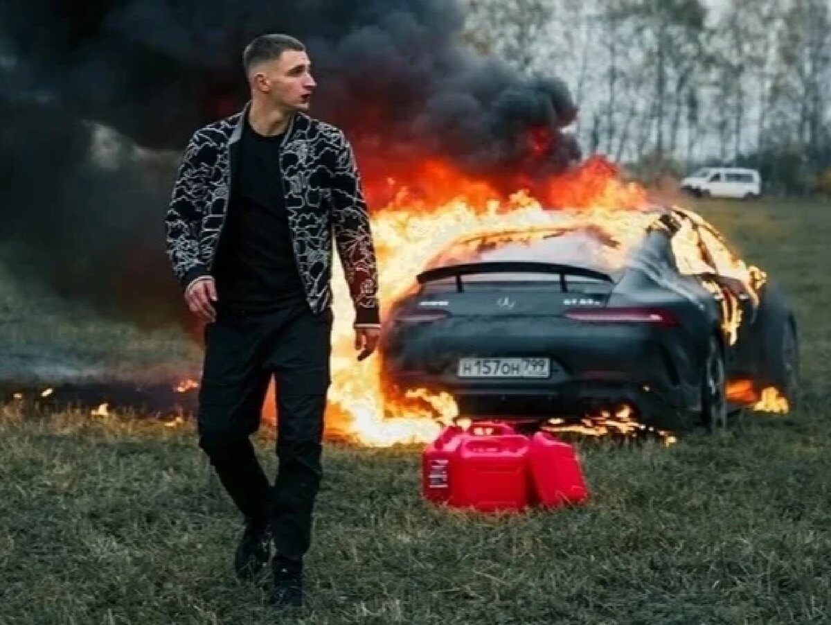 Литвин Михаил сжег сжег Мерседес