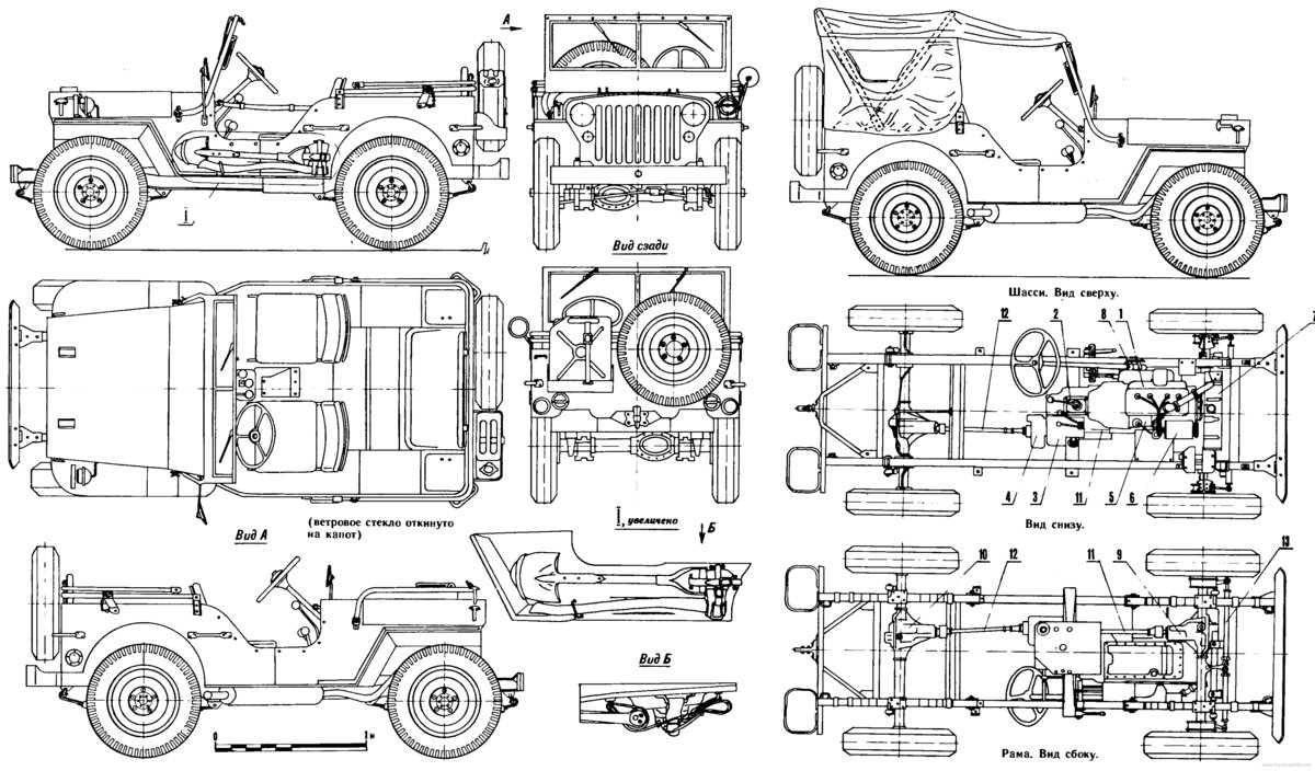 Willys MB Jeep чертежи