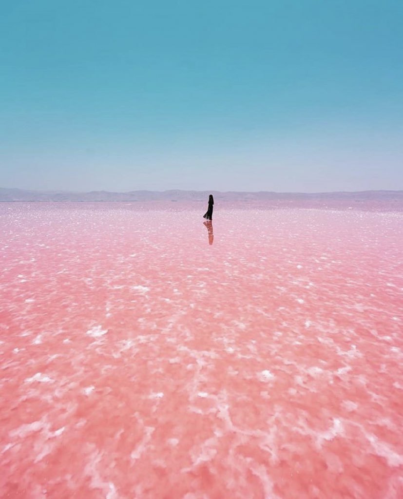 Розовое озеро в Иране Шираз