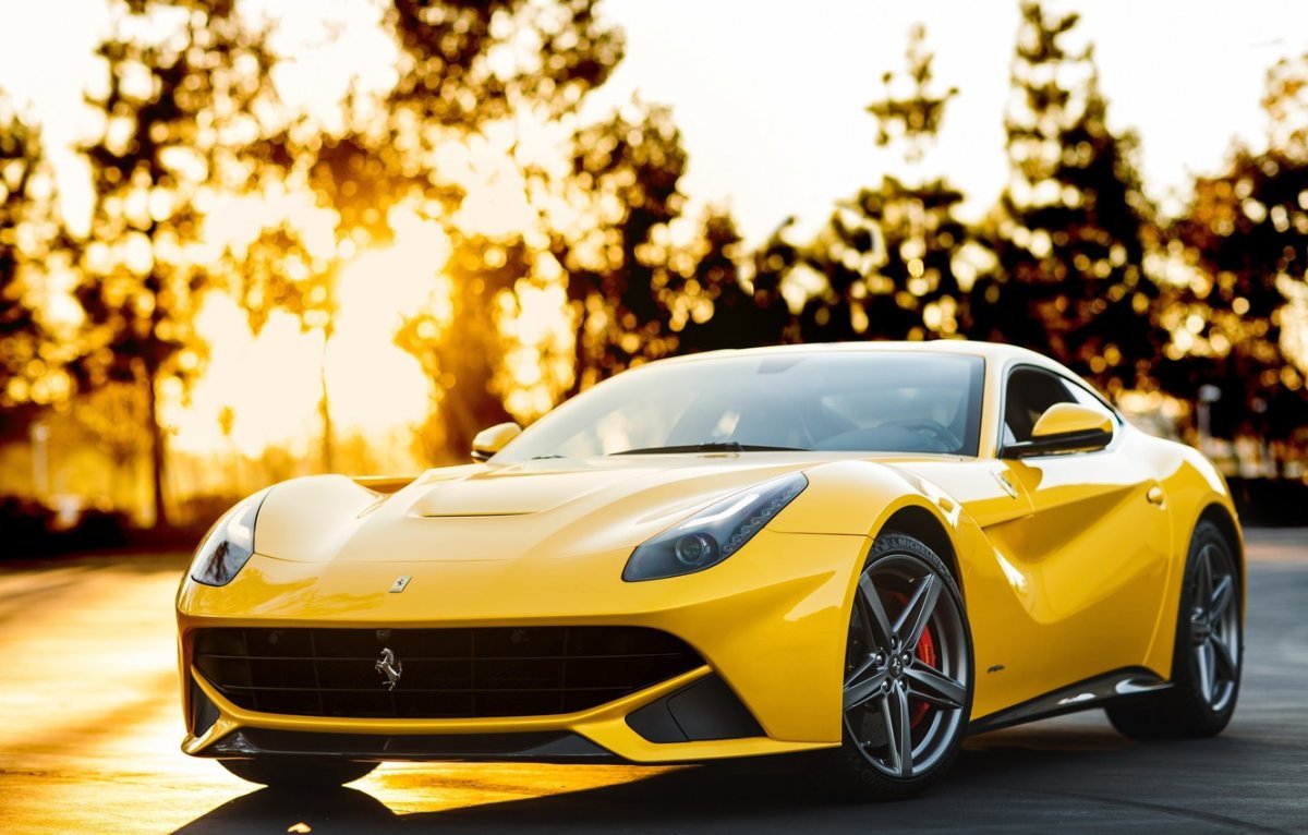 Yellow Ferrari f12 HD