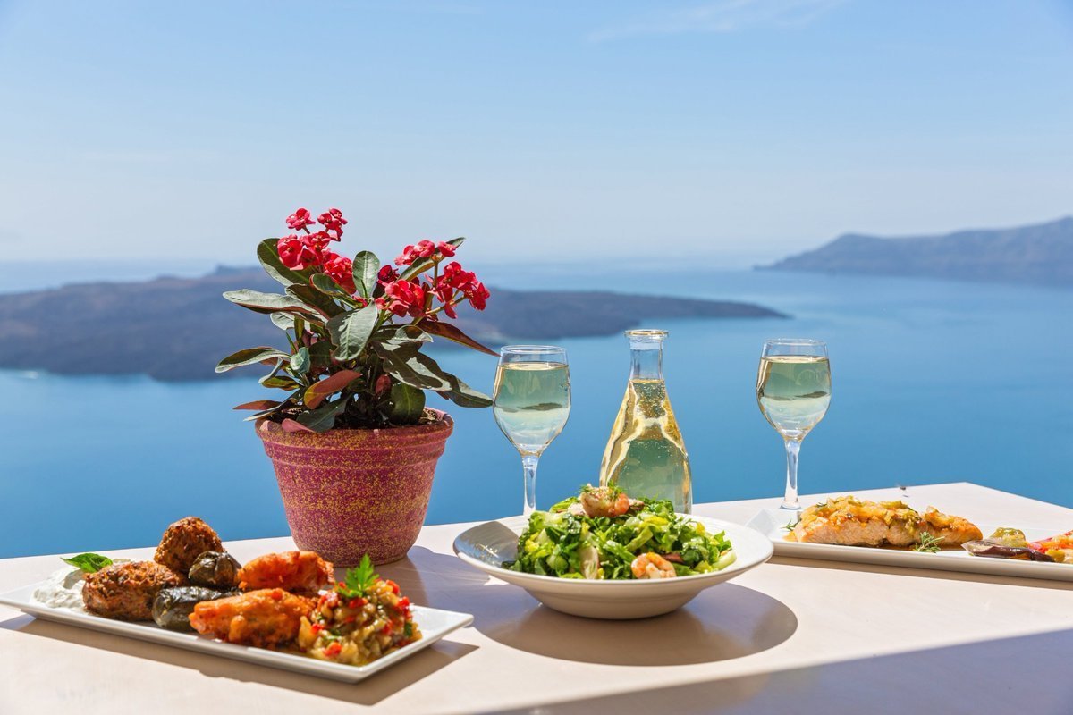 Santorini Греция вино на море