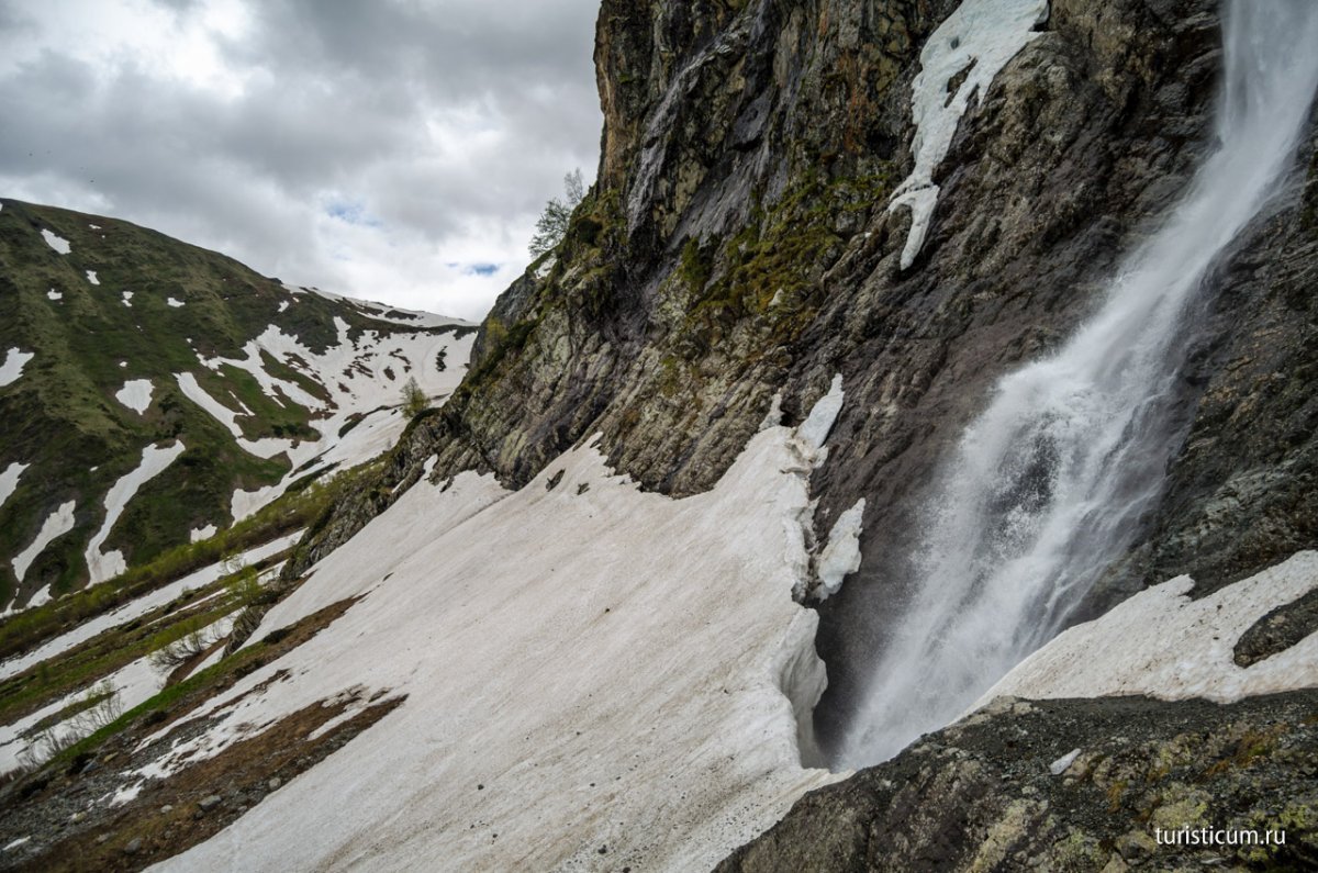 Белый водопад Архыз зимой