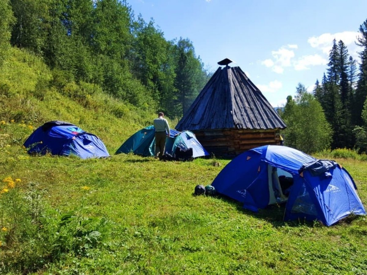 Палаточный лагерь на Телецком озере горный Алтай