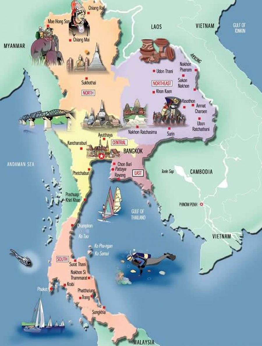 Туристская карта Тайланда