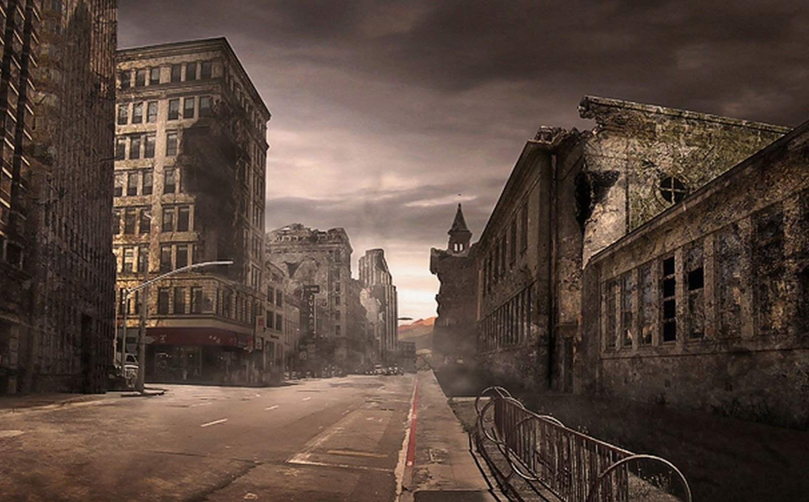 Постапокалиптичный Урбан. Руины Нью-Йорка. Мрачный город. Разрушенный город. Broken century