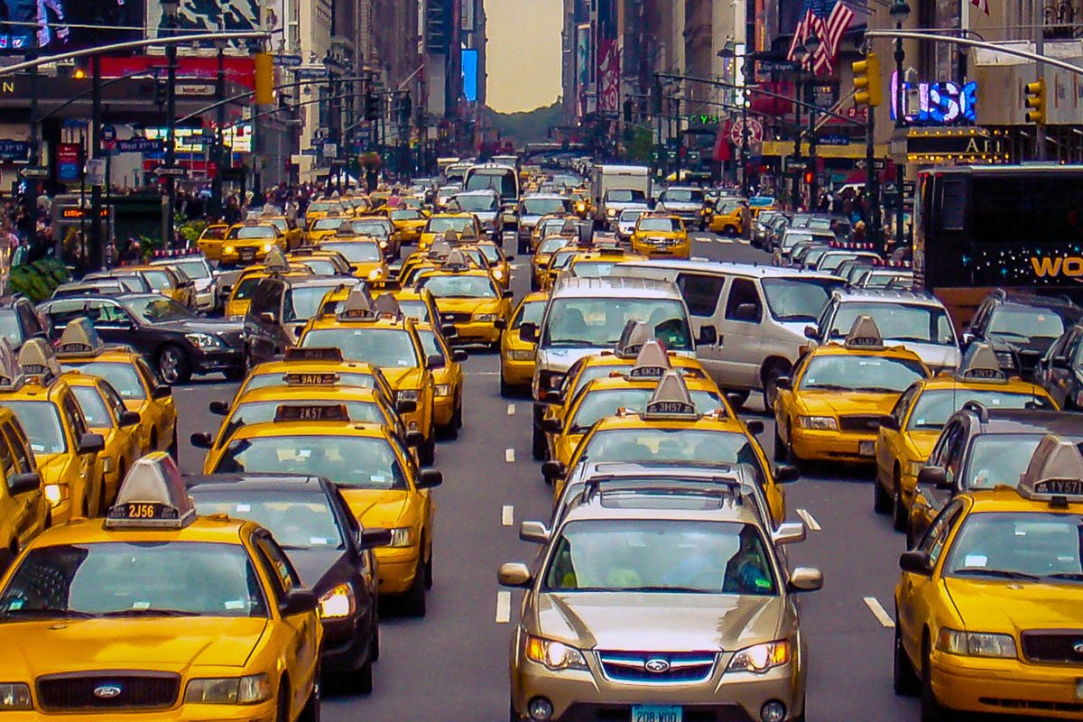 Такси в пробке Нью Йорк