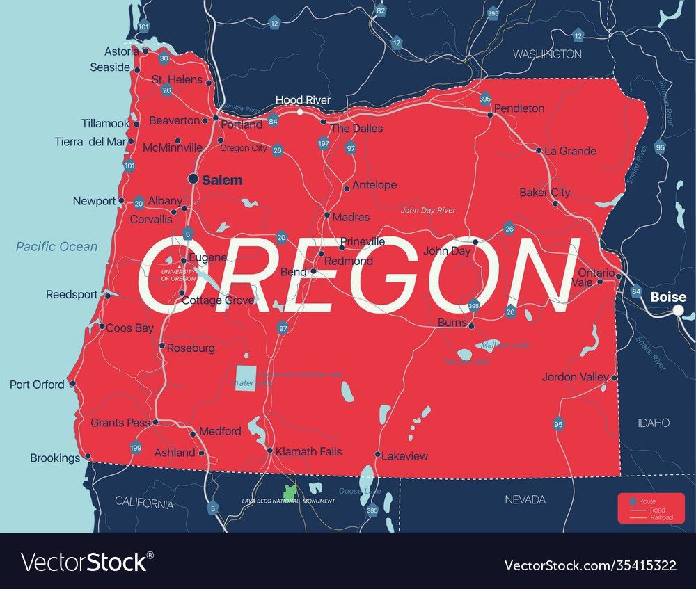 Штат Орегон на карте