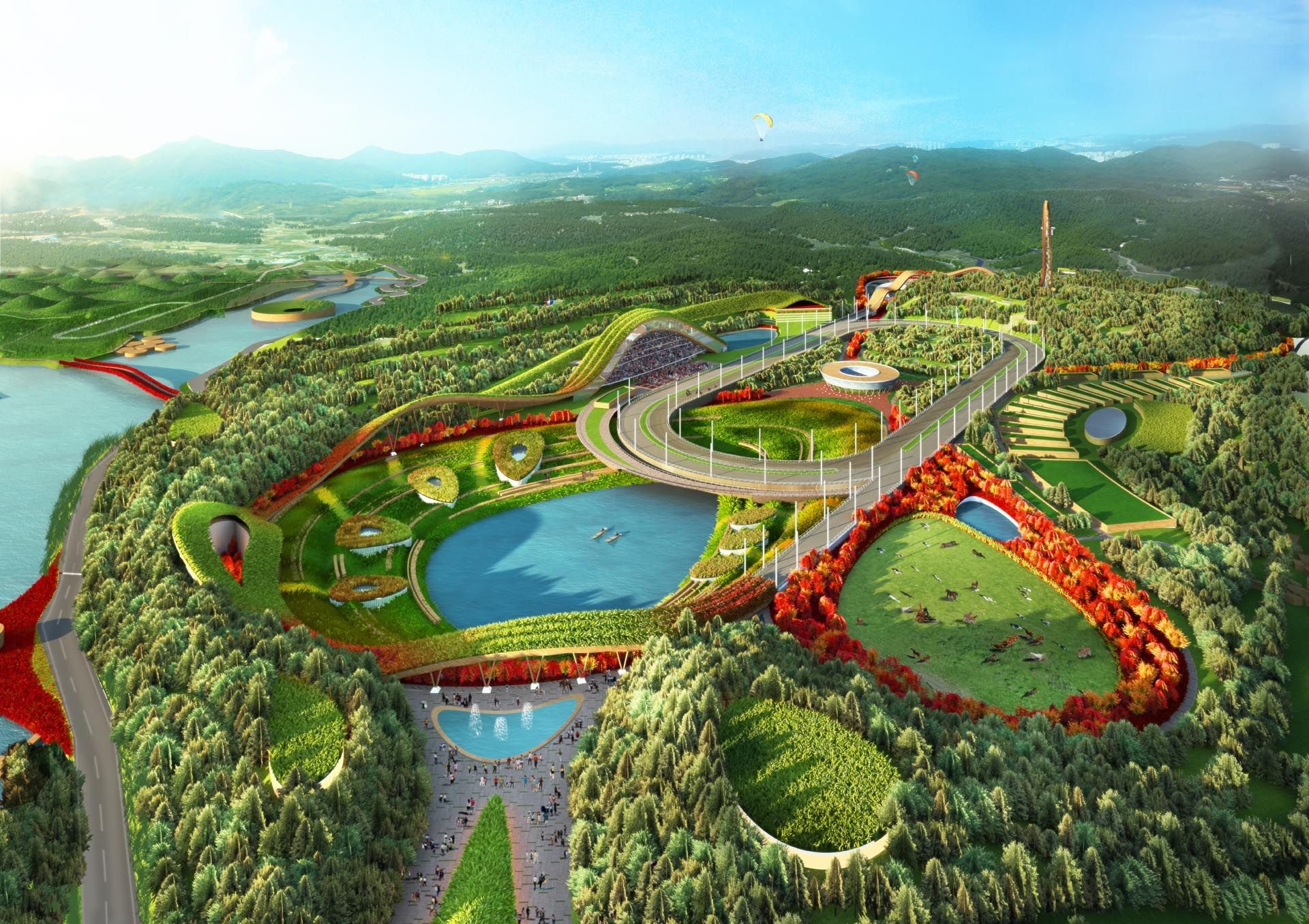 Future park. Парк нанхайзи. Экопарк в Южной Корее. Парк в будущем. Современный парк.