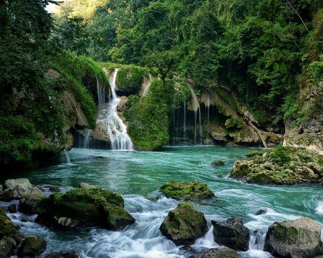 Семук Чампей. Красивые водопады. Водопад в лесу. Водопад у озера. Озера водопад лес