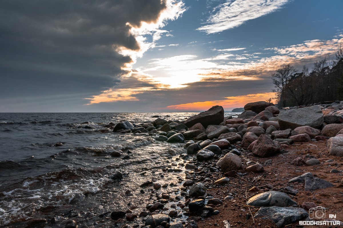 Каменный пляж финский залив Питер
