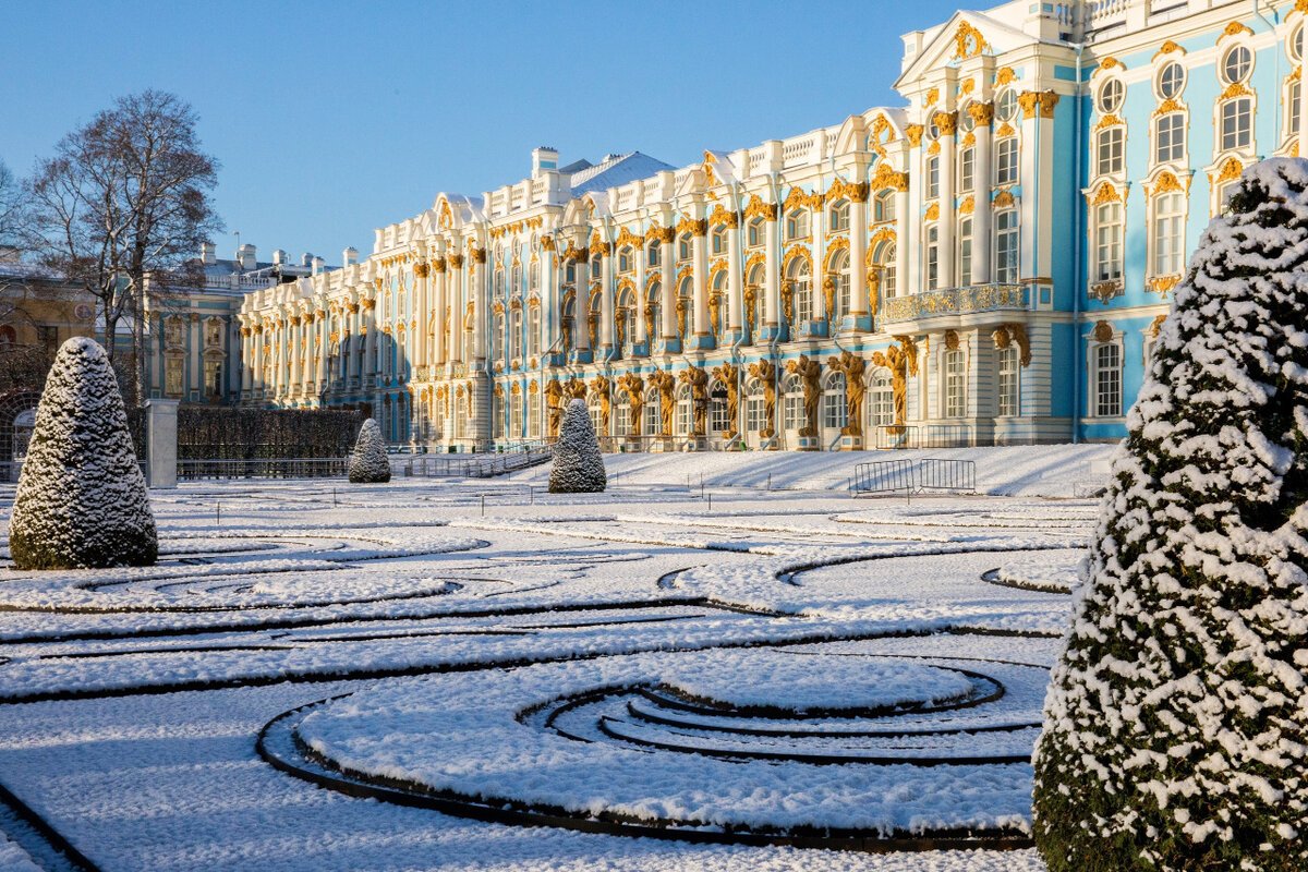 Пушкин Екатерининский дворец зимой