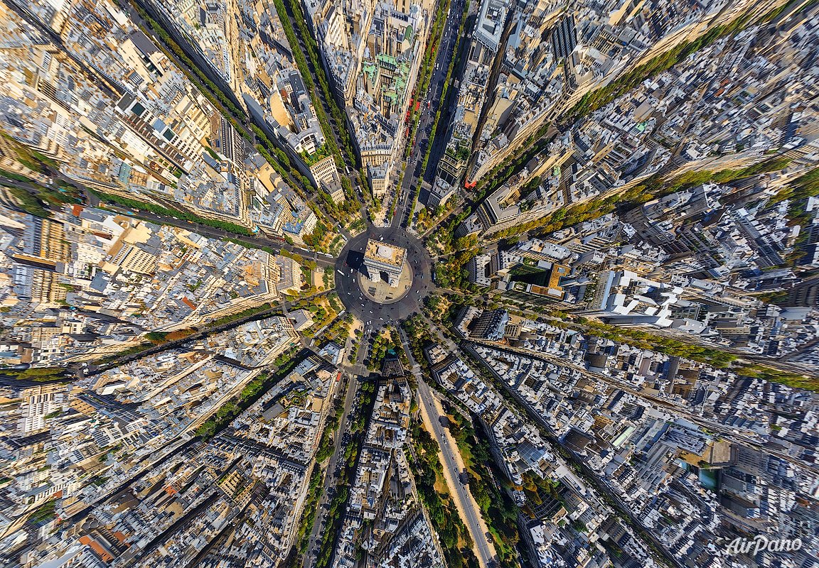 Триумфальная арка Париж с высоты птичьего полета