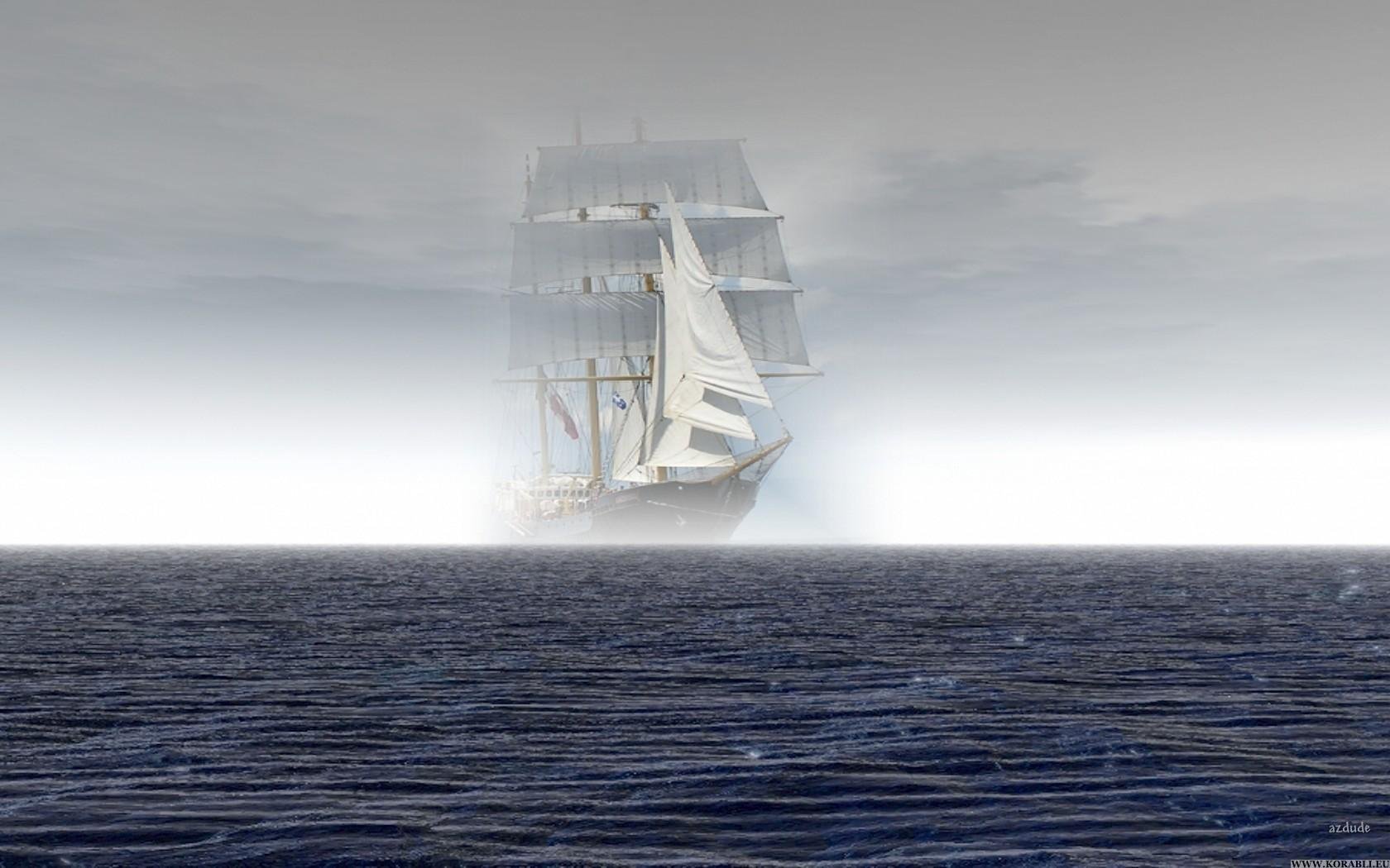 Корабль в океане одинокий. Корабль леди Ловибонд. Корабль в тумане. Корабль в море. Парусник в тумане.