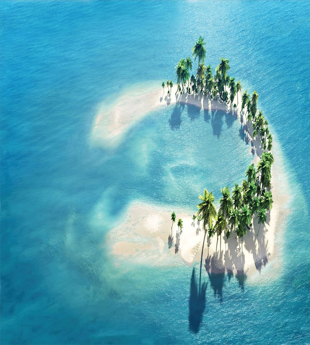 Коралловый остров с лагуной внутри