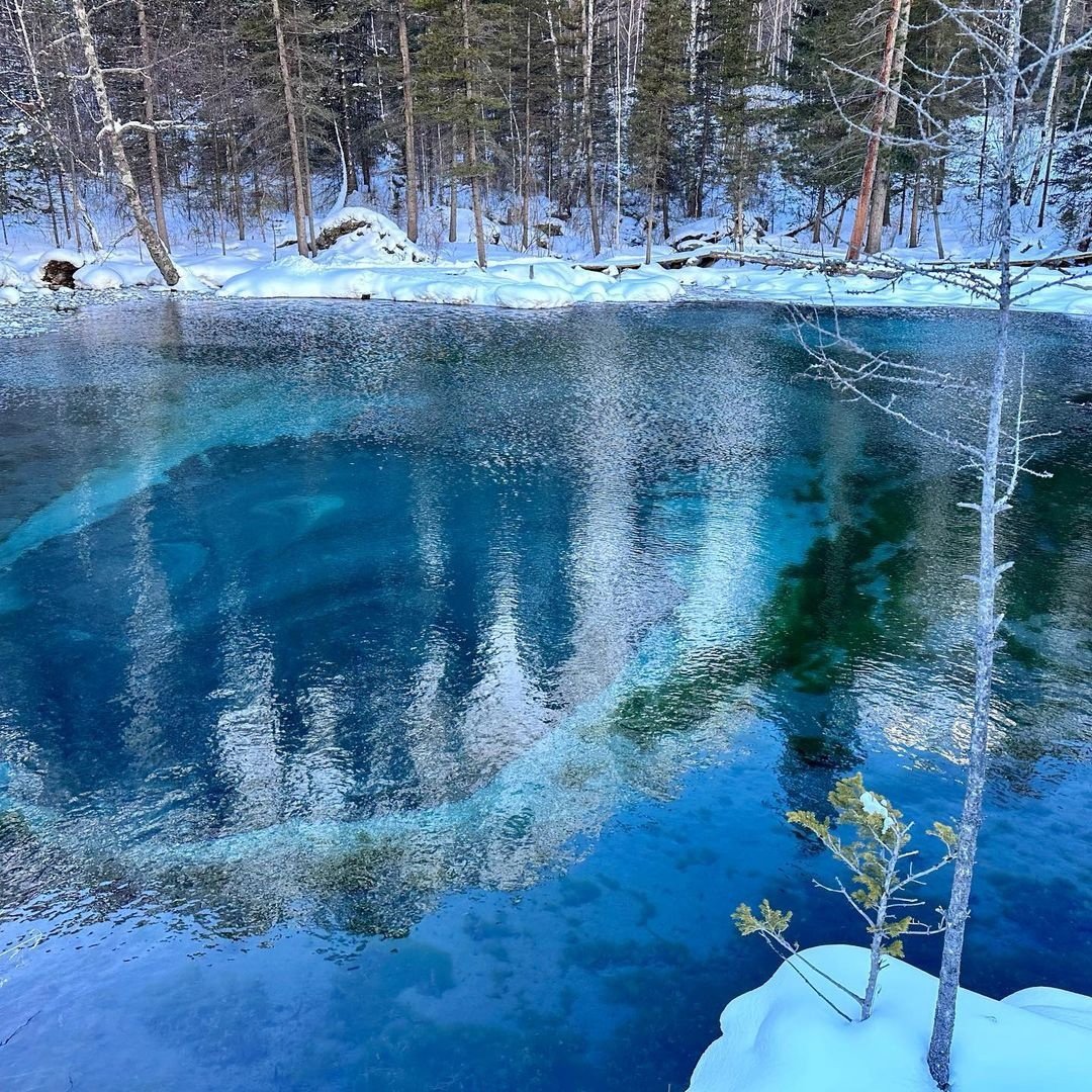 Озеро с голубой водой