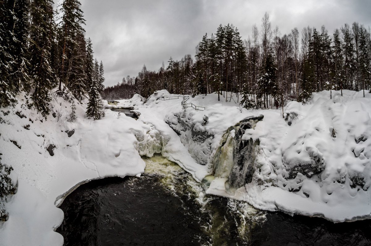 Петрозаводск водопад Кивач зимой