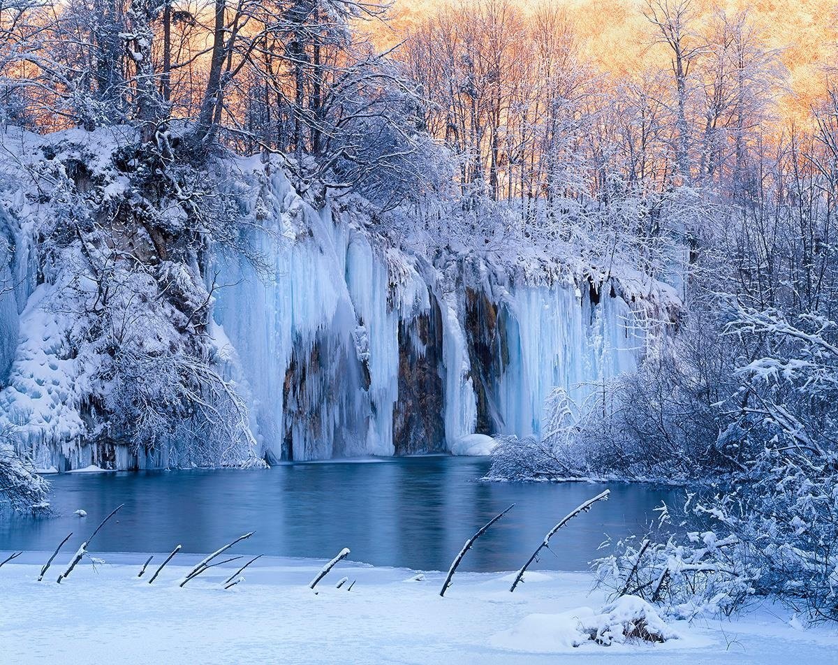 Зима, Хорватия, Плитвицкие озера