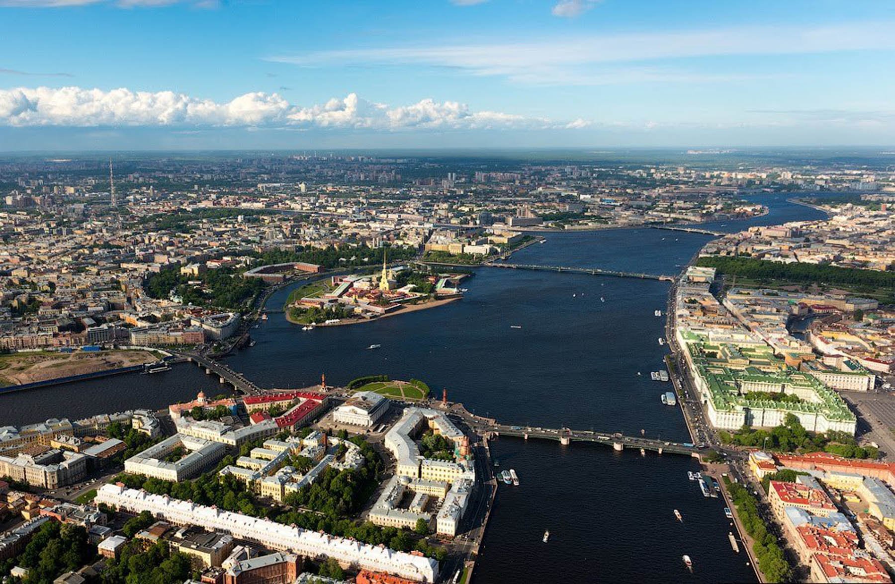 Часть васильевского острова. Санкт-Петербург с высоты птичьего полета.
