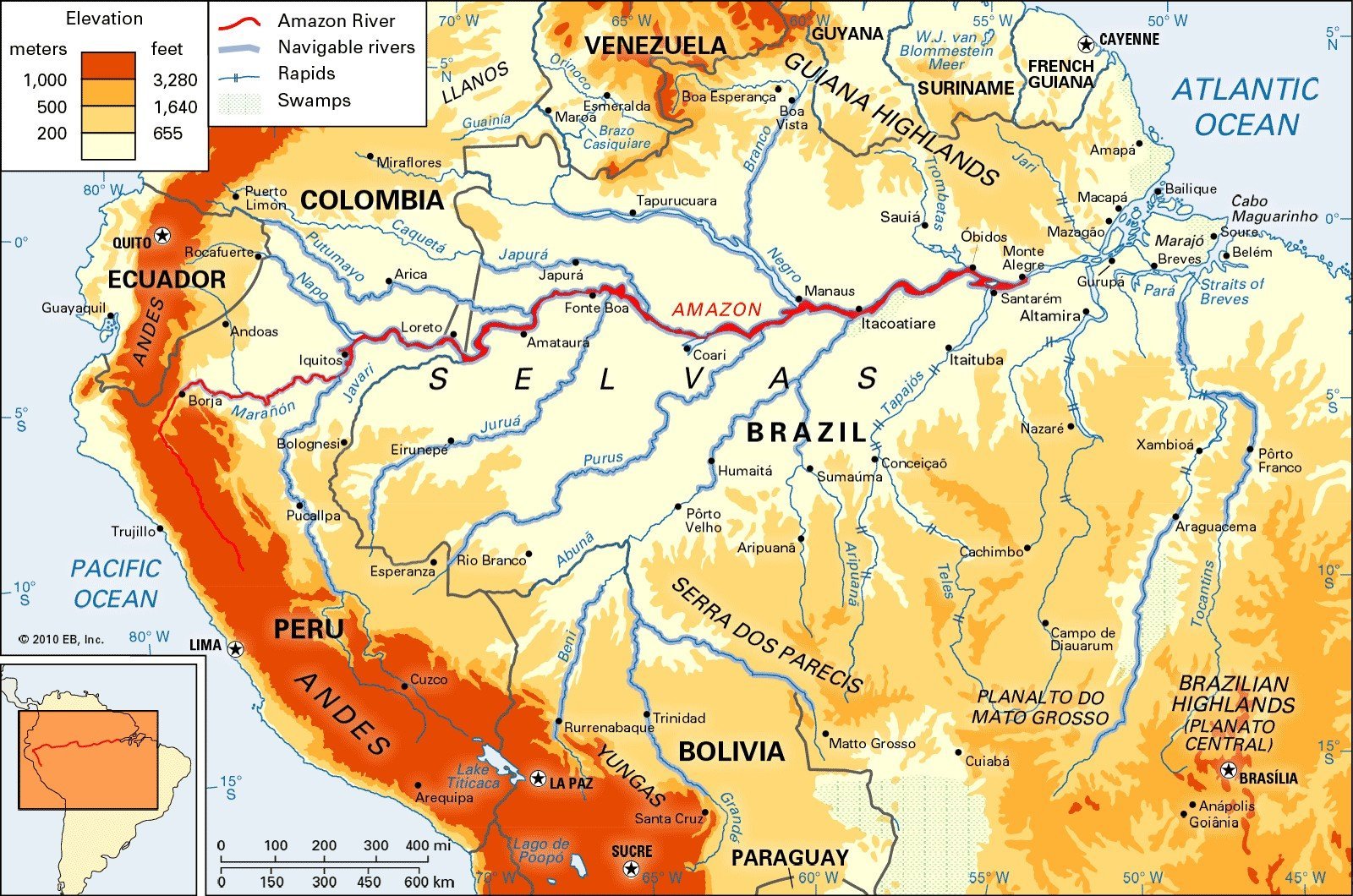 Реки и притоки южной америки. Исток реки Амазонка на карте. Исток реки Амазонка на карте Южной Америки. Устье реки Амазонка на карте.