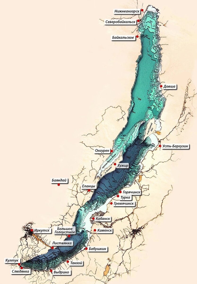 Карта глубин озера Байкал