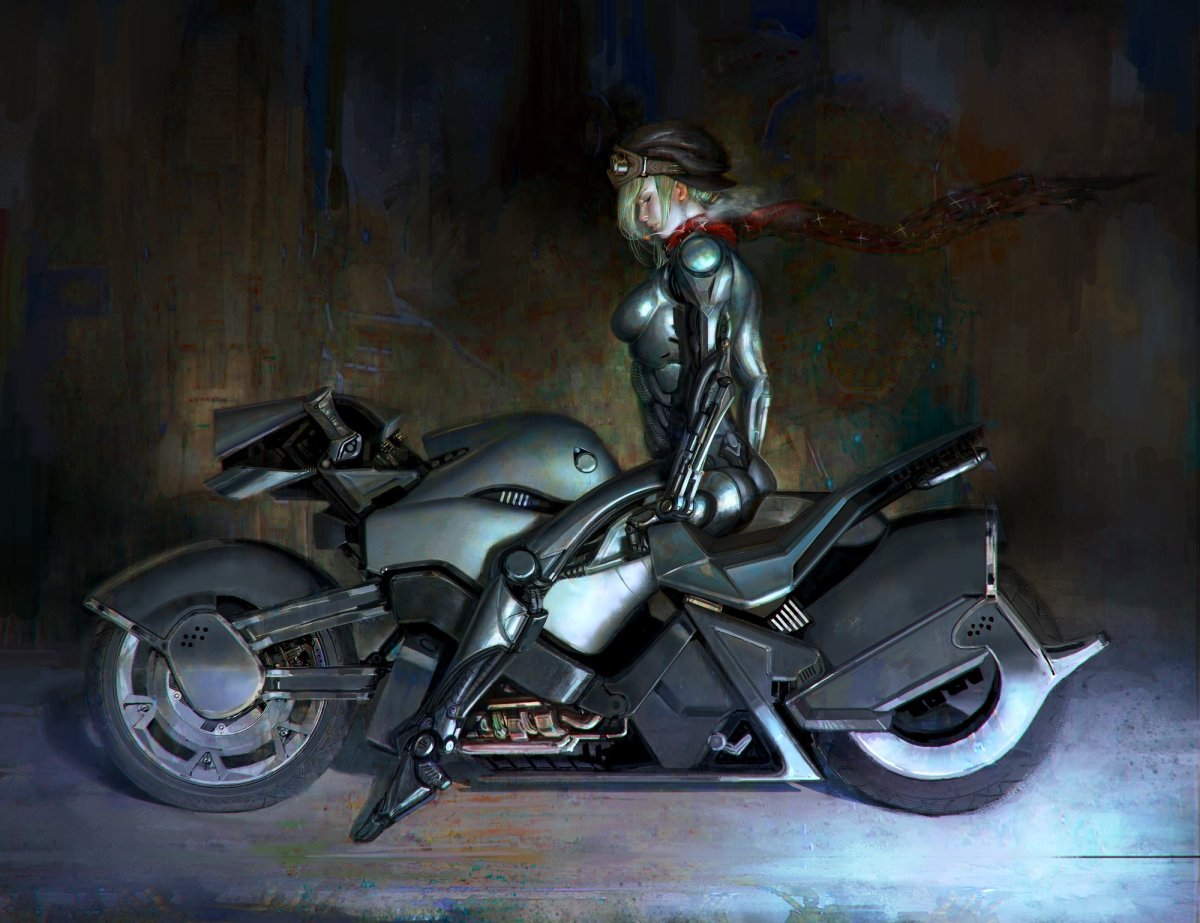 Девушка на мотоцикле арт