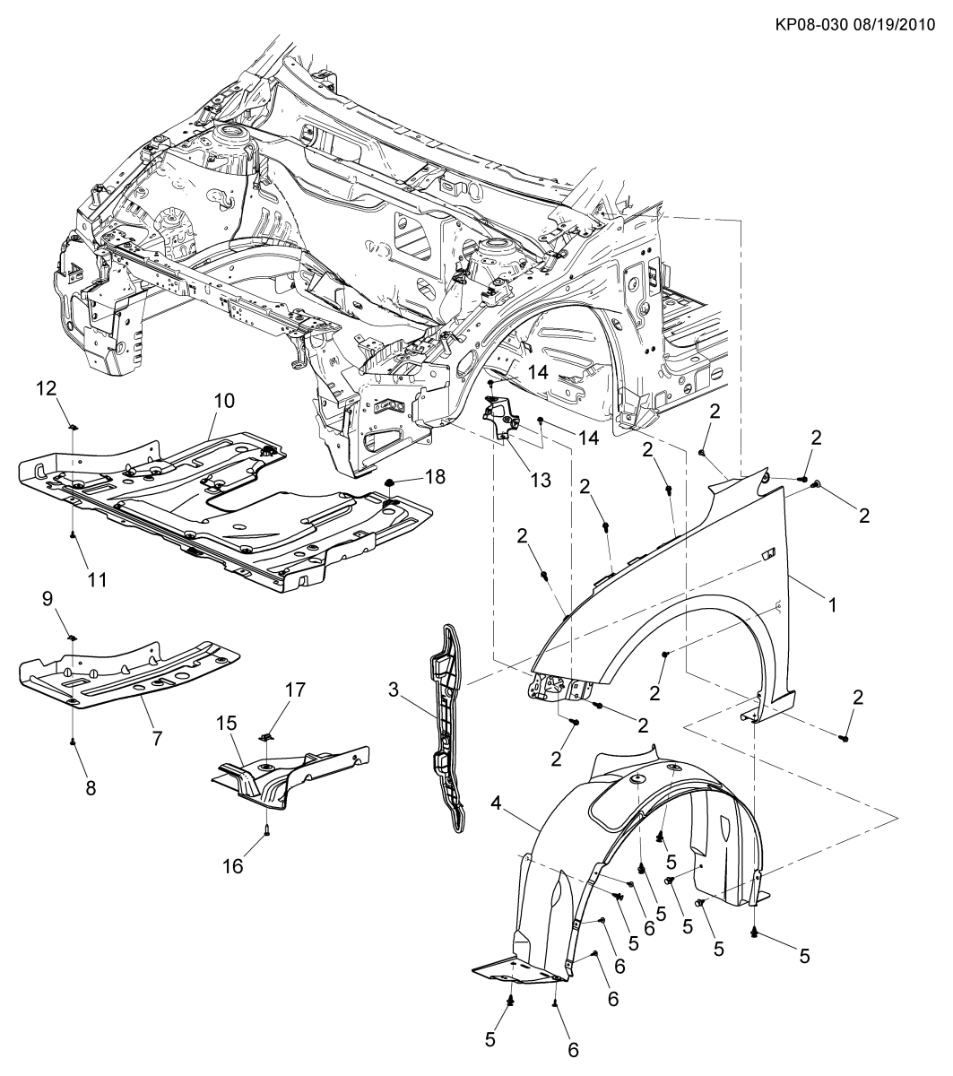 Chevrolet Cruze защита колесной арки переднего