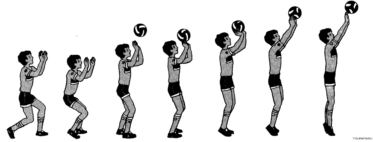 Верхняя передача мяча двумя руками в волейболе