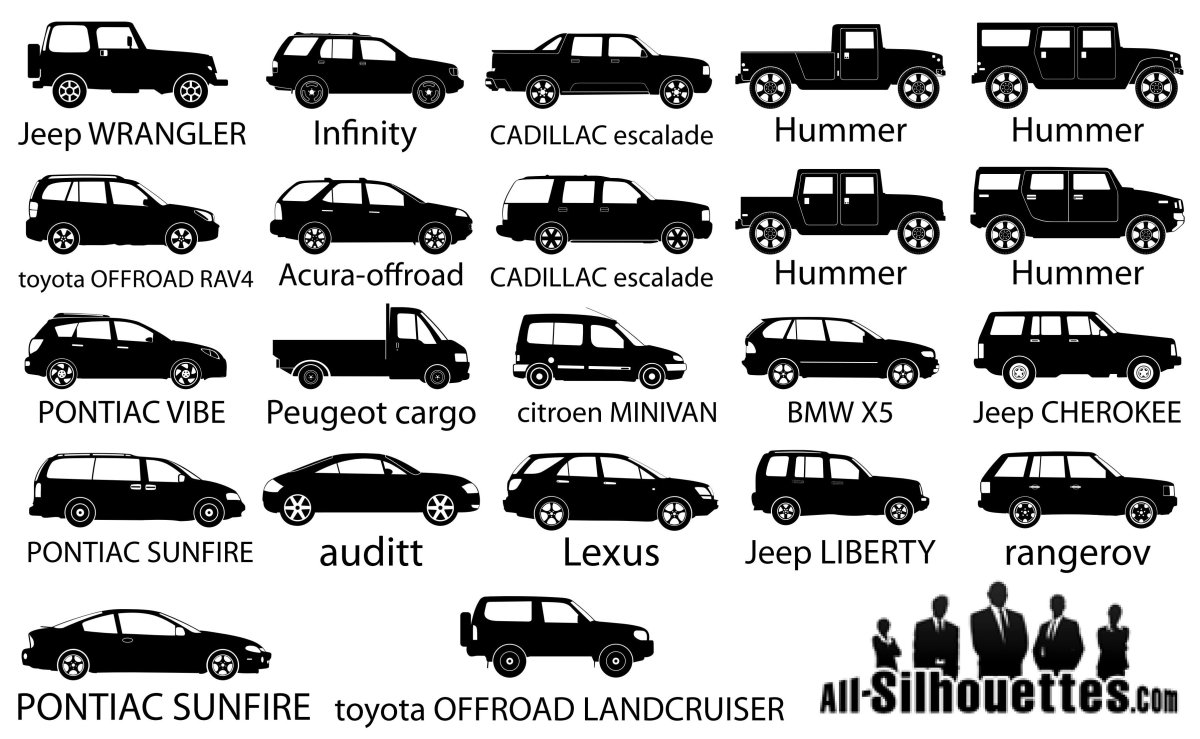 Силуэты типов автомобилей