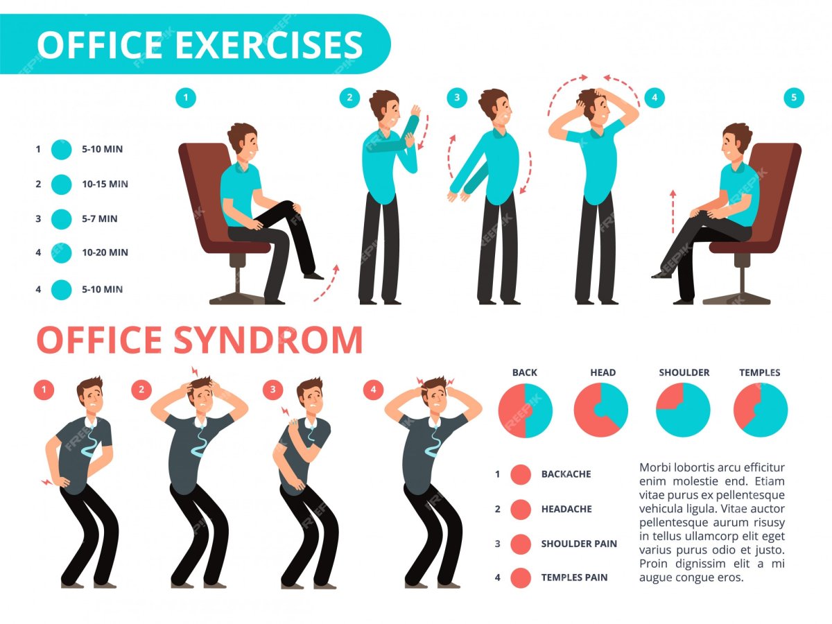 Гимнастика для взрослых на работе инфографика
