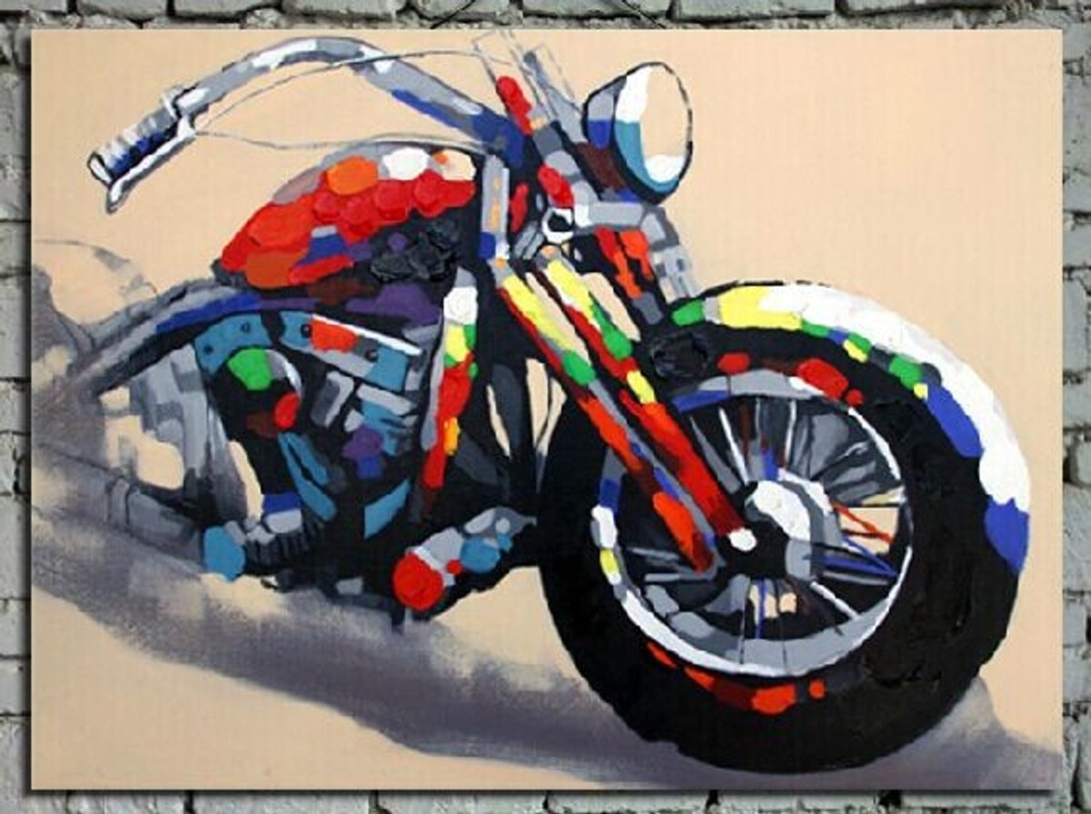 Мотоцикл акриловыми красками