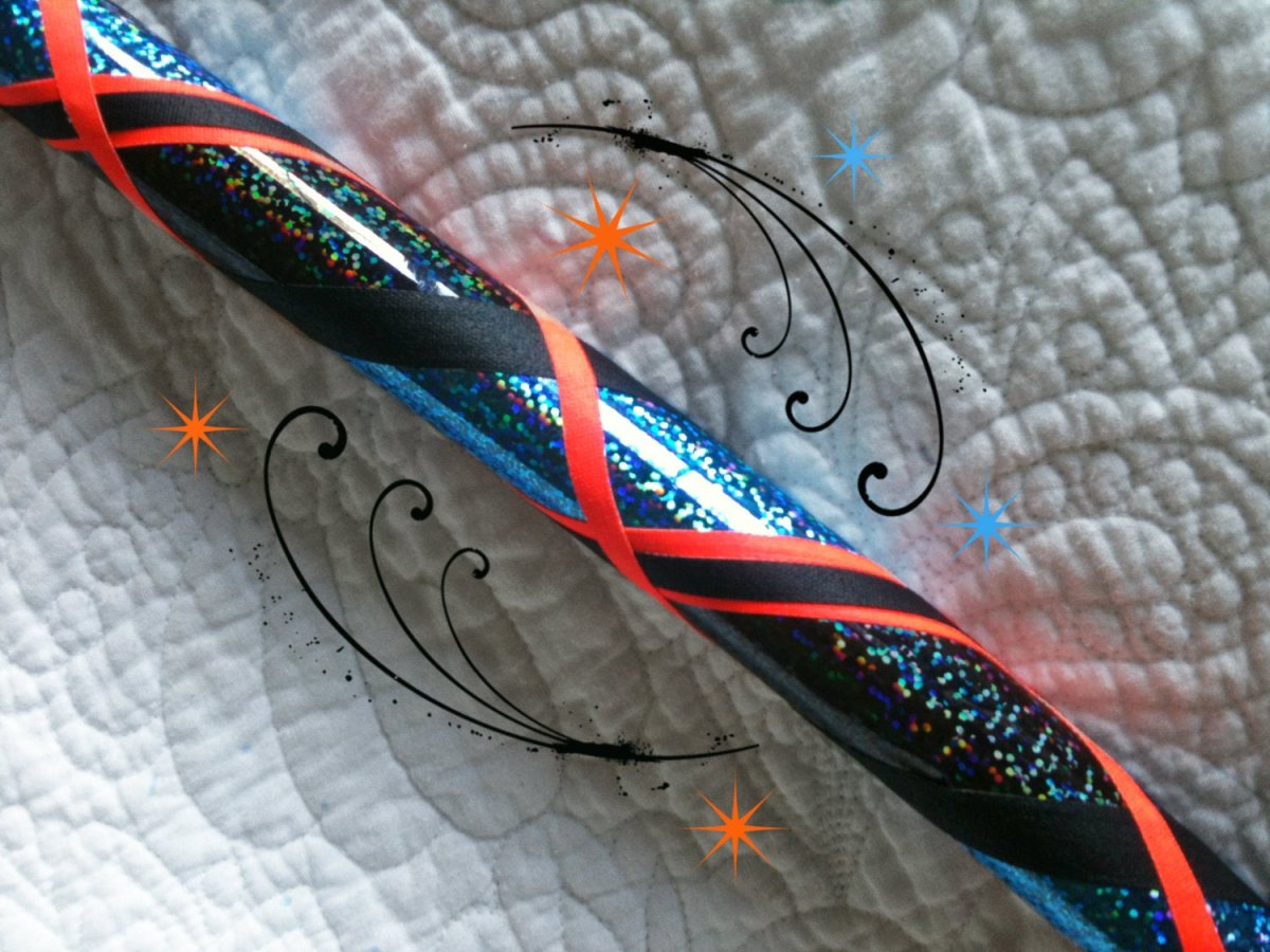 Обмотка обруча черный и бирюза