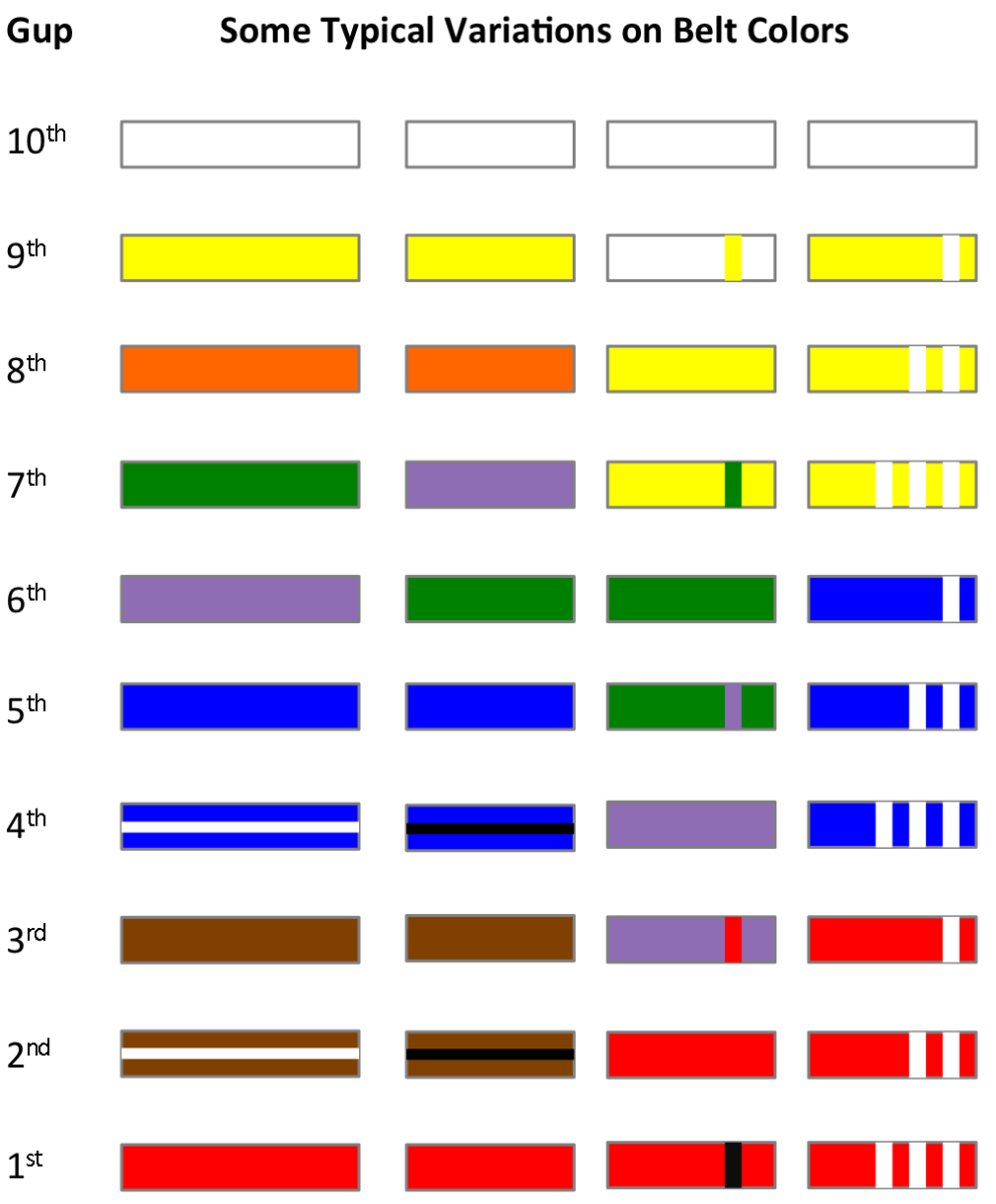 Тхэквондо пояса по порядку цвета