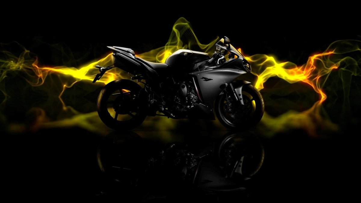 Мотоцикл Yamaha r1 чёрный с неоном
