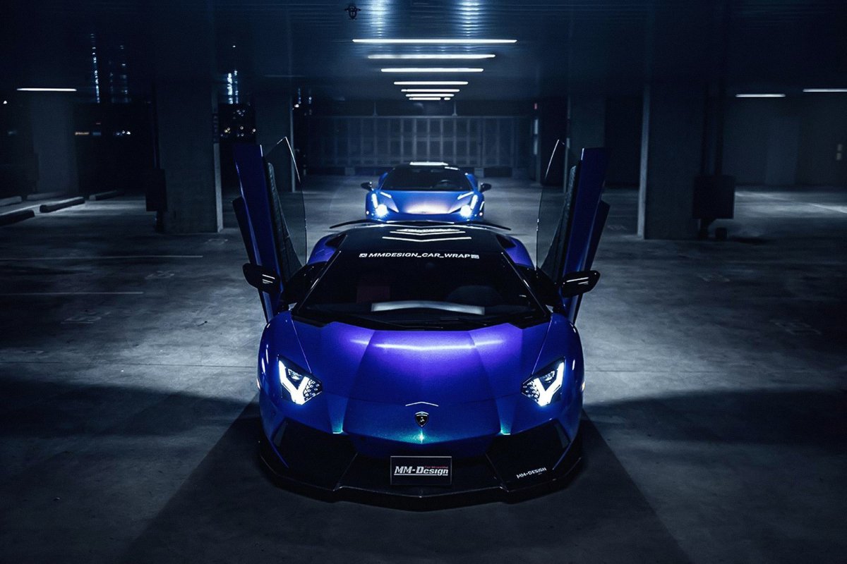 Lamborghini Aventador Blue 4k